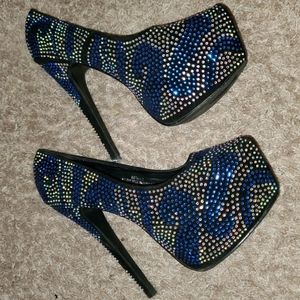 Black and Silver Heels Size 11